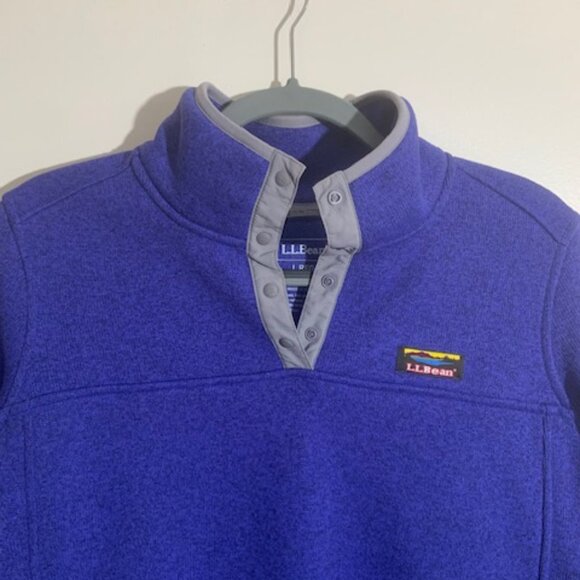 LL Bean Women's Blue Soft Warm 1/4 Zip Comfy Pullover Fleece - Size L - Picture 2 of 6